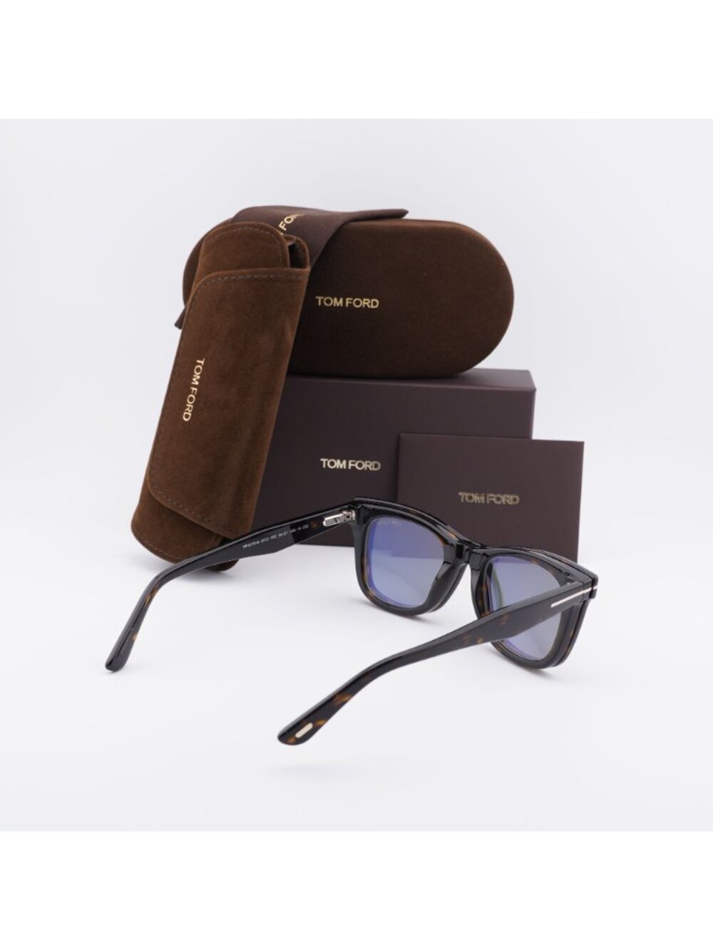 Tom Ford FT5970-B 052 Square Eyeglasses 50mm - Havana / Clear with Green Clip-on - Picture 9 of 9